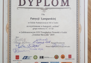 Dyplom dla Partycji Lamparskiej