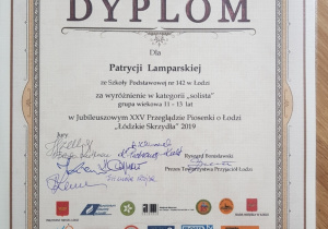 Dyplom dla Partycji Lamparskiej